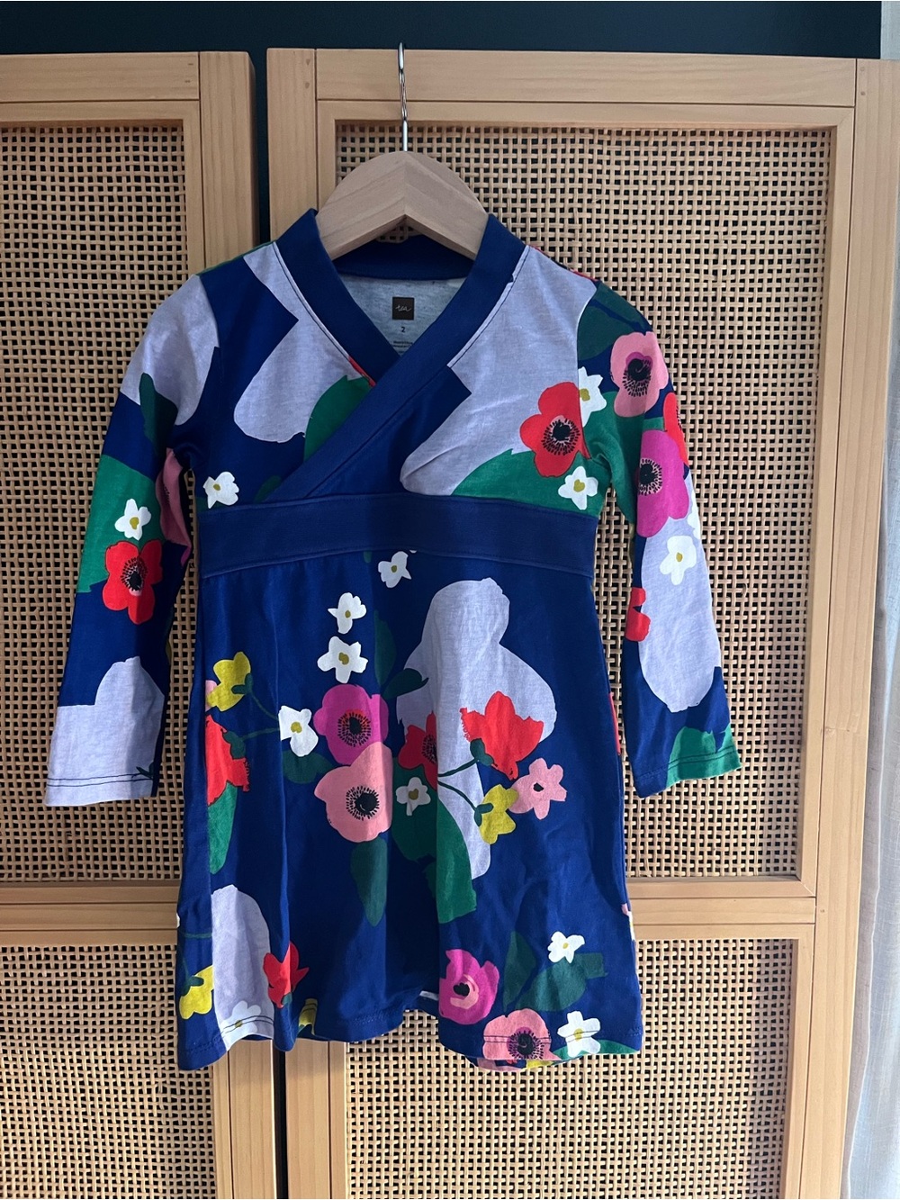 Tea Collection 2T Navy Floral Long-Sleeve Dress